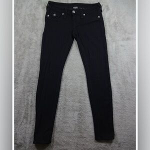 True Religion Misty Pave Stretch Slim Leg Jeans With Rhinestone Buttons